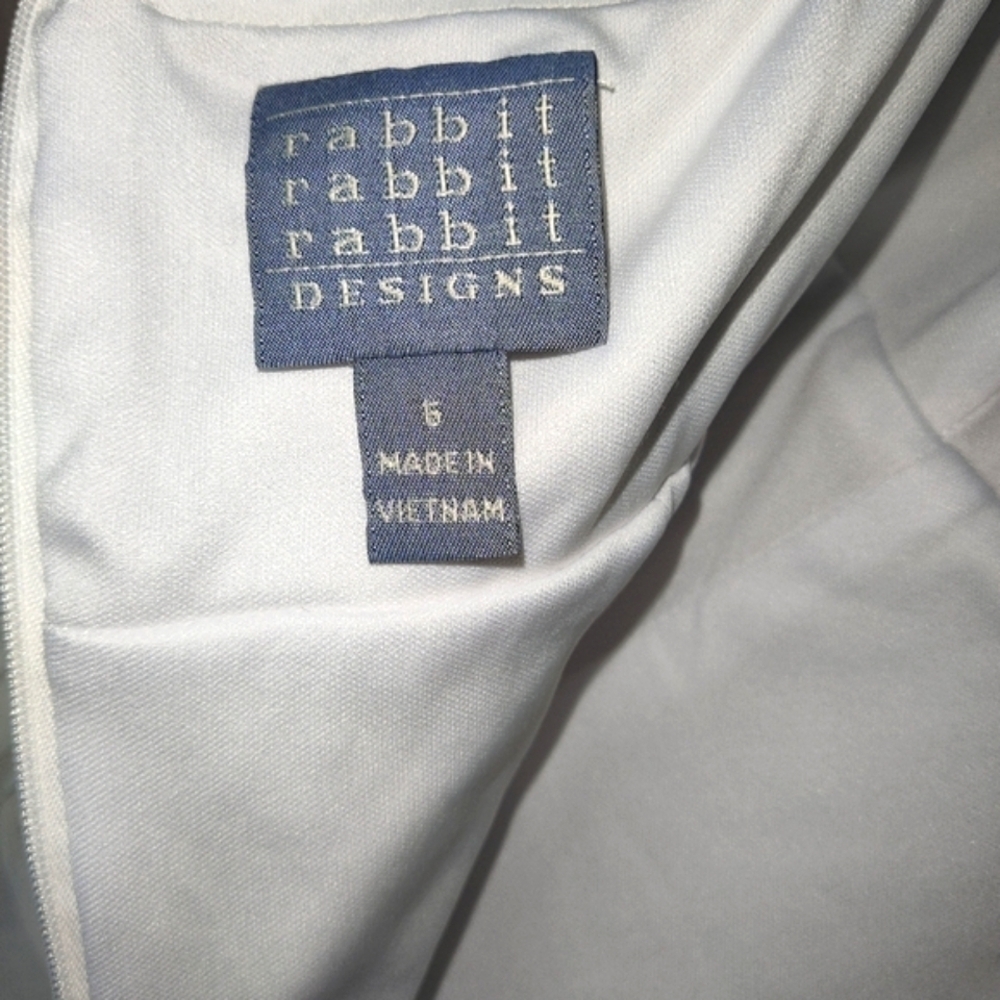 Rabbit Rabbit Rabbit Off White Strapless Dress with Floral Ribbons Size 6 - Picture 3 of 10